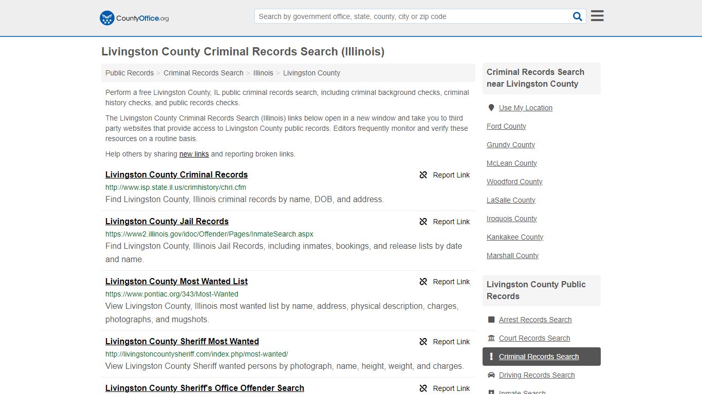 Livingston County Criminal Records Search (Illinois) - County Office