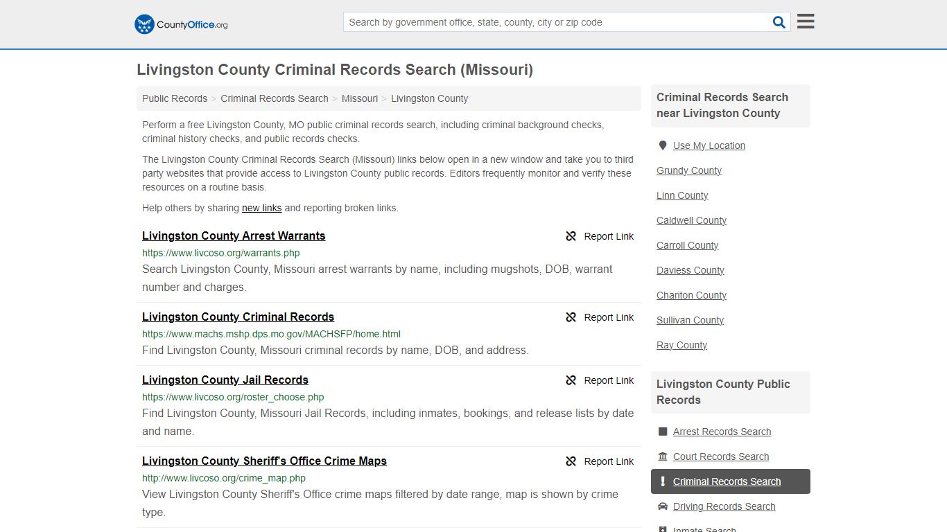 Livingston County Criminal Records Search (Missouri) - County Office